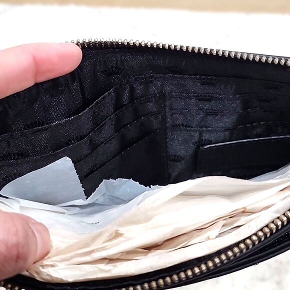 JUICY COUTURE Wristlet black Clutch Pebbled Leather nostalgic luxury Y2K Punk - Picture 4 of 10